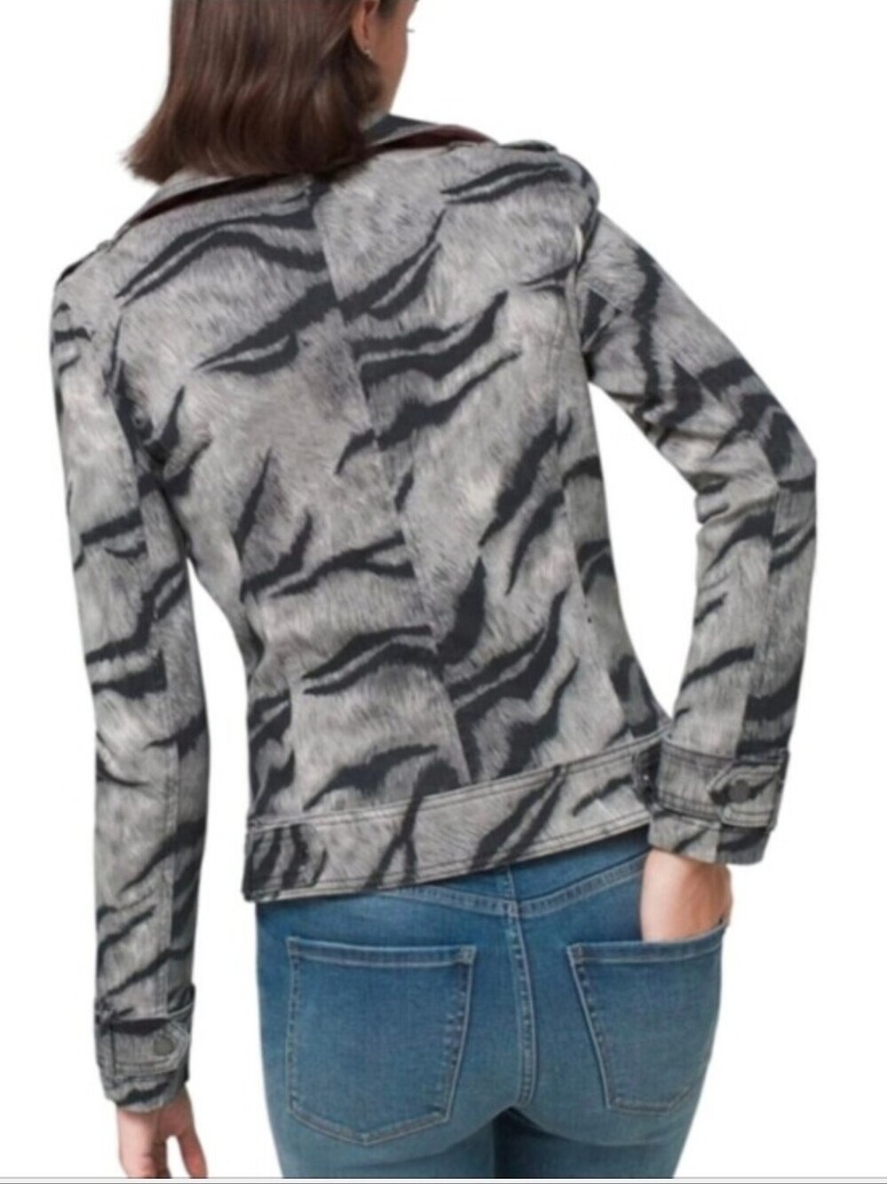 White House Black Market Animal Print Moto Jacket
